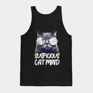 Suspicious Cat Mind Neon Funny Cat Tank Top